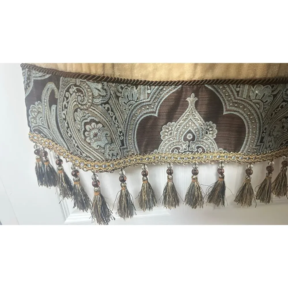 Croscill Brown & Blue Paisley 3Pc Towel Set Bath Hand Beaded Tassel Fancy